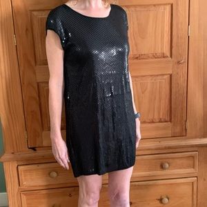 BCBG Mini Dress, black sequin BCBGMaxazaria. Sz S.